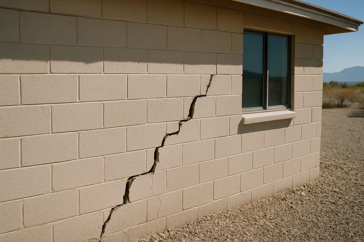 Stair-step crack in a block wall of a Las Vegas home