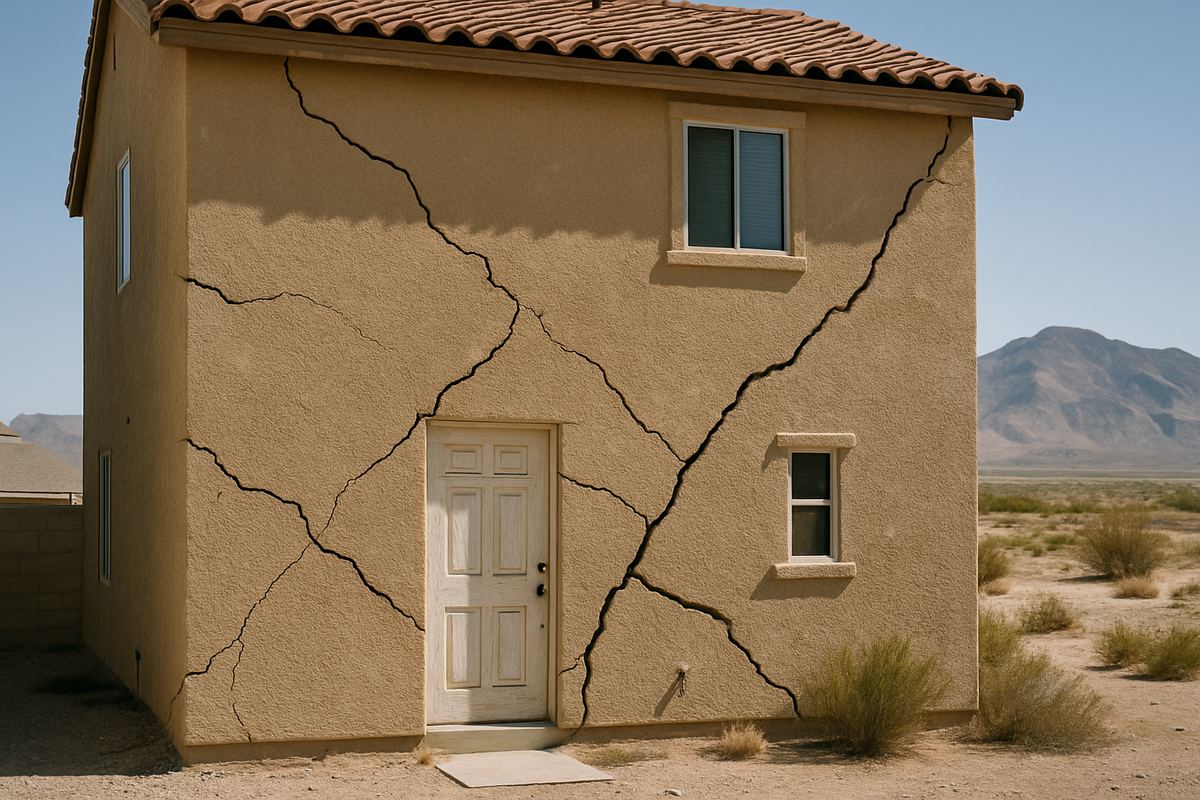 Cracked stucco on a newer home in Enterprise, Nevada