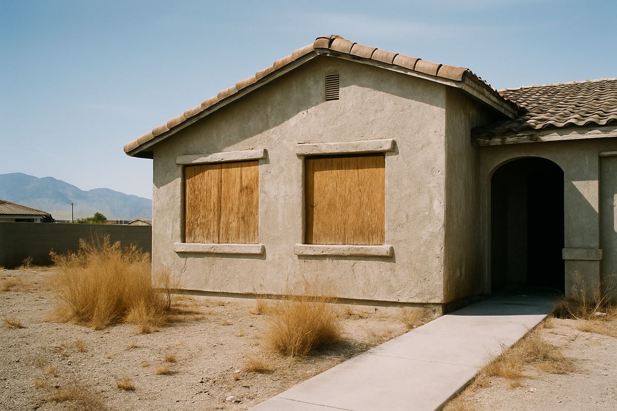Boarded-up vacant house in North Las Vegas