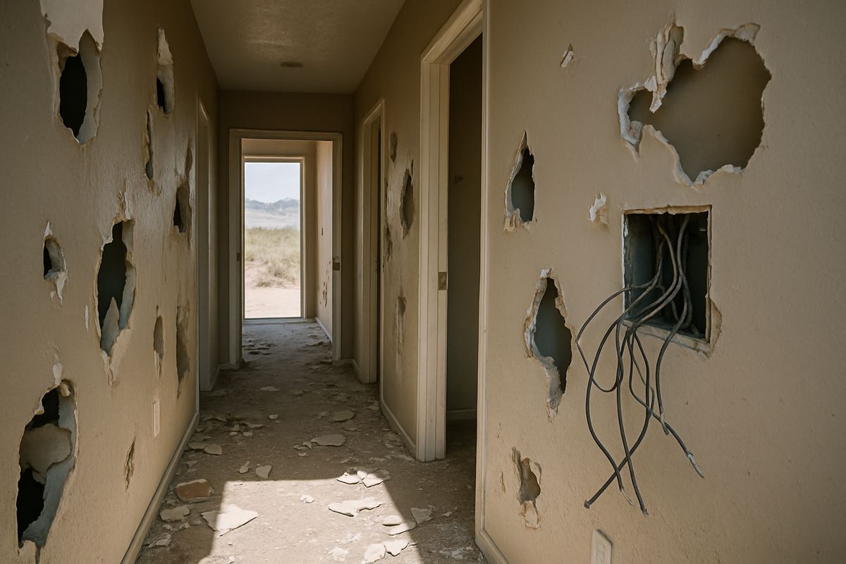 Vandalized interior with stripped wiring