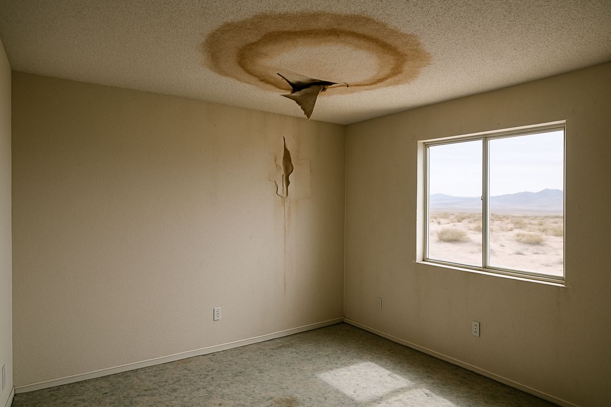 Water-stained ceiling in a vacant Las Vegas home